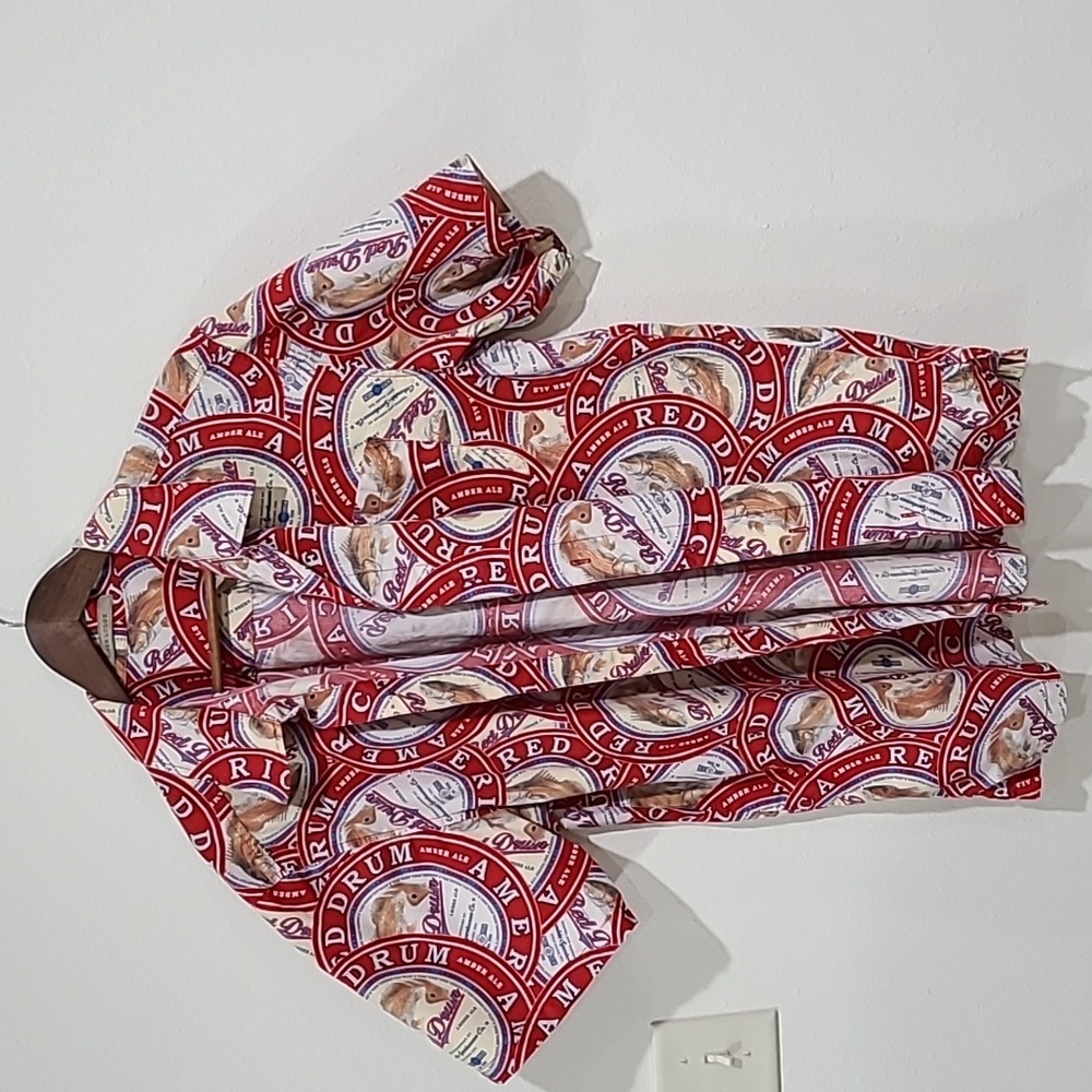 Columbia XL Mens River Lodge Fish Red Drum Shirt Short Sleeve Button Front